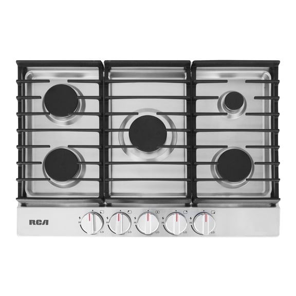 30 in. Legacy Collection Drop-In Gas Cooktop, 5 Burners, Cast Iron Grates, Metal Knobs in Stainless Steel