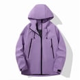 thumbnail image 7 of Zynoxe Plus Size Rain Jacket Women Trendy Waterproof Zip Up Adjustable Cuffs Raincoat with Drawstring Hood Outdoor Travel Hiking Windbreaker Purple 2XL, 7 of 7