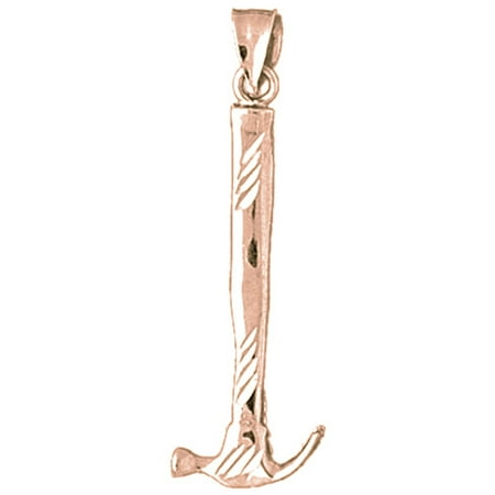 14K Rose Gold Hammer Pendant - 35 mm