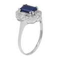 thumbnail image 2 of 10k White Gold Vintage Style Genuine Emerald-Cut Sapphire and Diamond Ring, 2 of 5