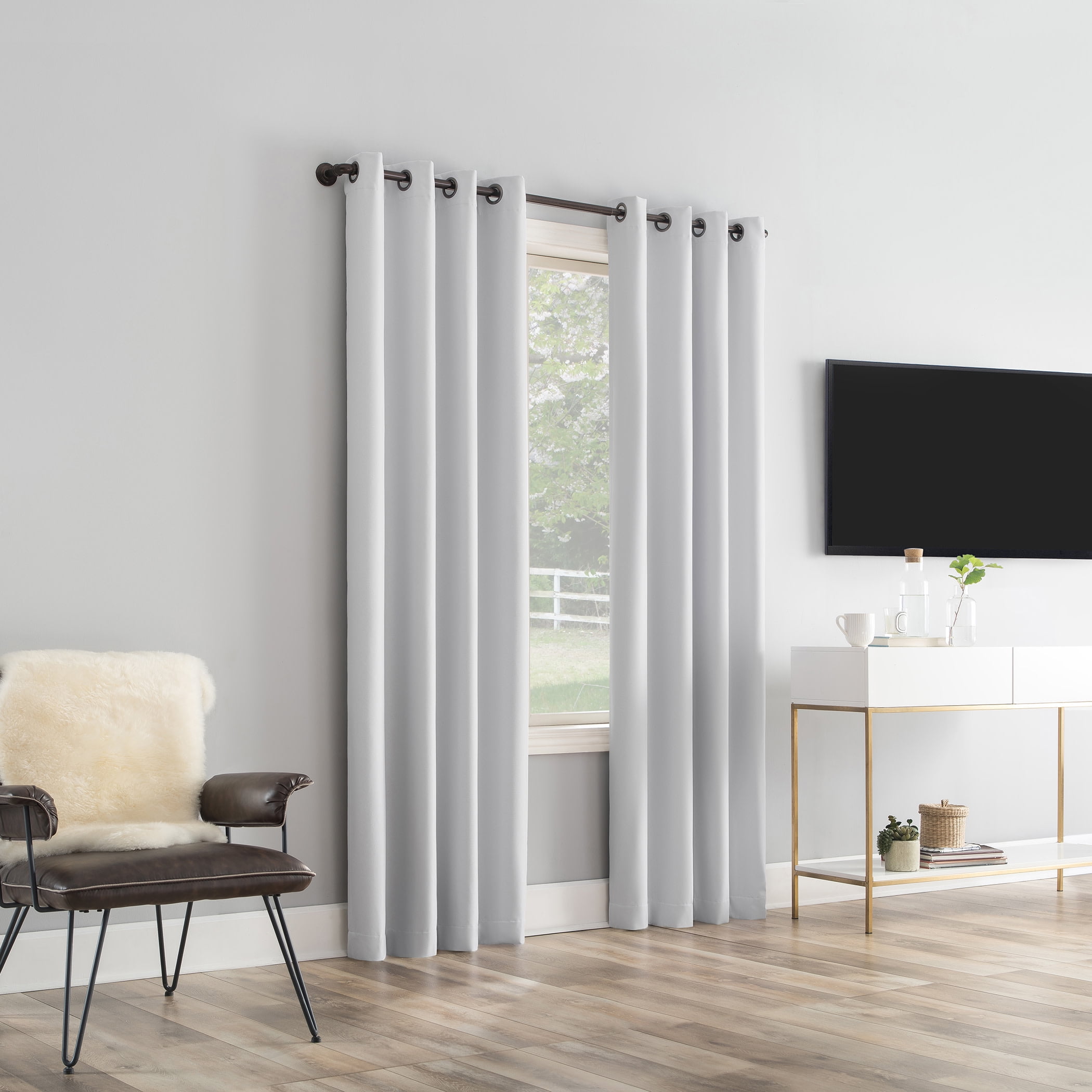 Sun Zero Tyrell Tonal Texture Draft Shield Fleece Insulated 100% Blackout Grommet Curtain Panel In Dove White, 50"X84", Dove White