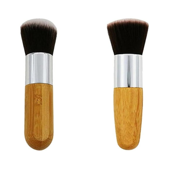 2pcs Cosmetic Brushes Makeup Brushes Set Foundation Brush Mutifunction Brush Makeup Tools(Flat and Round Head Brush)