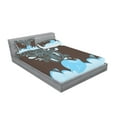 thumbnail image 2 of Ambesonne Cartoon Fitted Sheet & Pillow Sham Set, Batik Sea Whale Tribal, Queen, Blue and Brown, 2 of 2