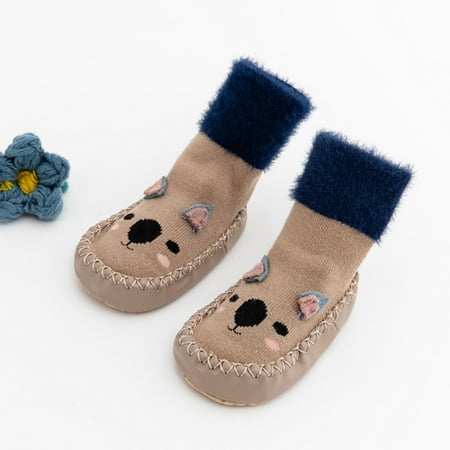 

Cara Lady Newborn Baby Boys Girls Cartoon Cute Warm Floor Socks Anti-Slip Baby Step Socks Khaki 13