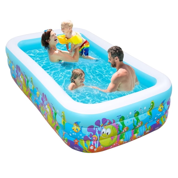 Naipo Inflatable Swimming Pool for Kids and Adults, 120"x72"x22" Oversized Thickened Family Swimming Pool for Toddlers, Outdoor, Garden, Backyard, Summer Water Party, Cartoon patterns