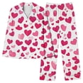 thumbnail image 6 of yoeyez Pajamas for Women 2 Piece Love Heart Printed Pajamas Sets Ladies Loungewear Button-Down Long Sleeve and Pant Pj Sets Soft Sleepwear White XL, 6 of 6