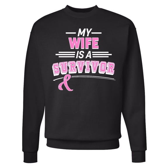 Inktastic My Wife is a Survivor Breast Cancer Awareness Adult Sweatshirt