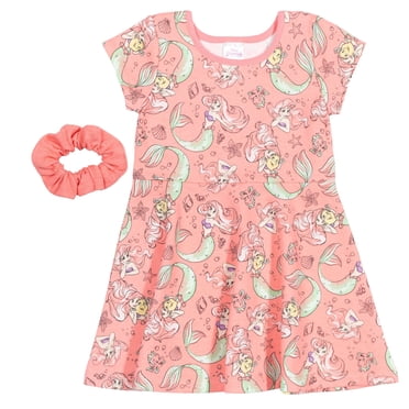Disney Princess Ariel Little Girls Dress and Scrunchie Ariel Pink 7-8