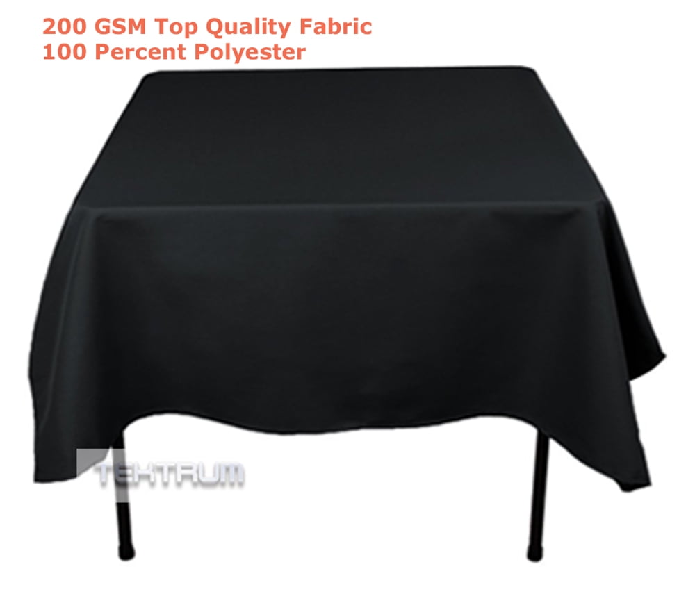 TEKTRUM 70 X 70 INCH 70"X70" SQUARE POLYESTER TABLECLOTH - BLACK COLOR ...