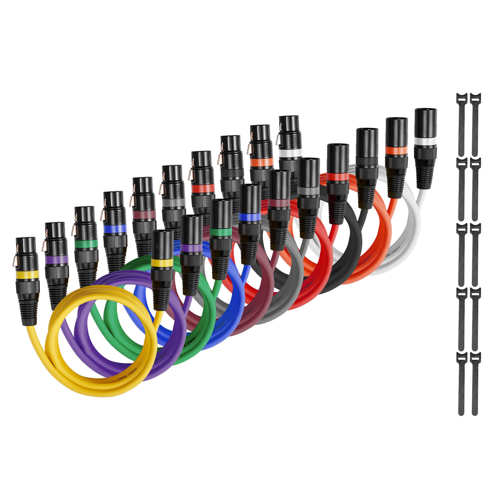 KFFKFF 6.5 ft XLR Cable, 10-Pack, Shielded Balanced Male to Female Microphone Cords with Gold-Plated 3-Pin Connectors, Ideal for Stage Lighting, Microphones, Amplifiers, Mixers, and Speaker Systems