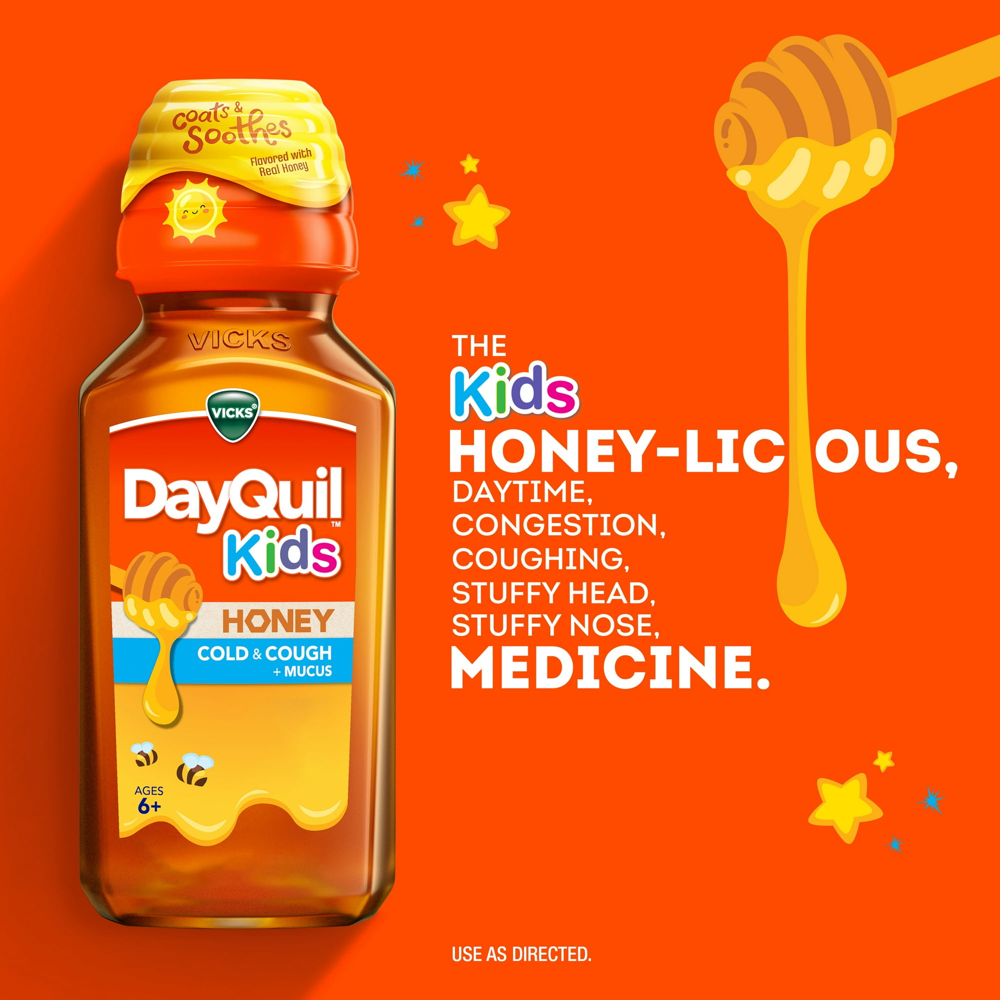 Vicks DayQuil and NyQuil Kids Cold and Cough Liquid, Cold Medicine for Children, Honey, 2x8 Fl oz