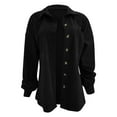 thumbnail image 6 of Womens Corduroy Shirt Jacket Lapel Collar Long Sleeve Button Front Casual Outerwear, 6 of 7