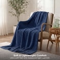 thumbnail image 3 of U by Bedsure Cooling Cotton Waffle Breathable Rayon Derived from Bamboo Twin XL Blanket,Navy,66x90 inches, 3 of 9
