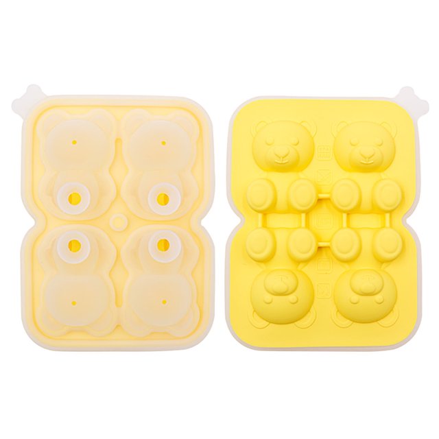 Cubitos de hielo de silicona con formas divertidas Molde de silicona de grado alimenticio 4 rejillas Diseño estereoscópico Bandeja de cubitos de hielo grande con tapa de embudo Fácil liberación de