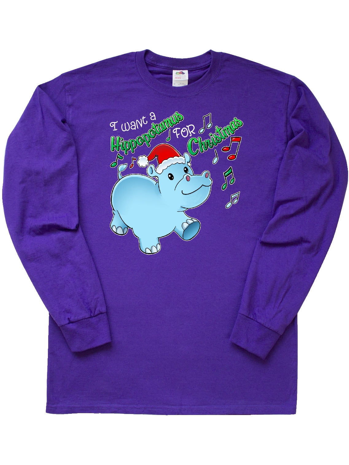 Inktastic Hippopotamus For Christmas T-Shirt - Hippo In Santa Hat Holiday Tee