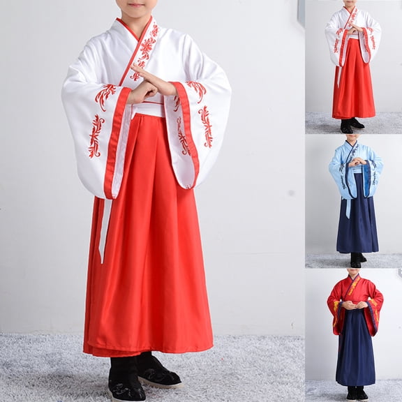 MUXiin Uniform Hanfu Dresses for Boys and Girls Chinese Style Long-Sleeve Performance for Kid, Party Carnival