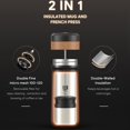 thumbnail image 4 of 2 in 1 Portable 320Ml Coffee Pot French Coffee Maker Stainless Steel Chilled Insulated 8H C5309, 4 of 7