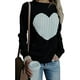 thumbnail image 2 of Suéteres para mujer, suéter de punto con cuello redondo y manga larga con forma de corazón en la parte delantera, 2 of 7