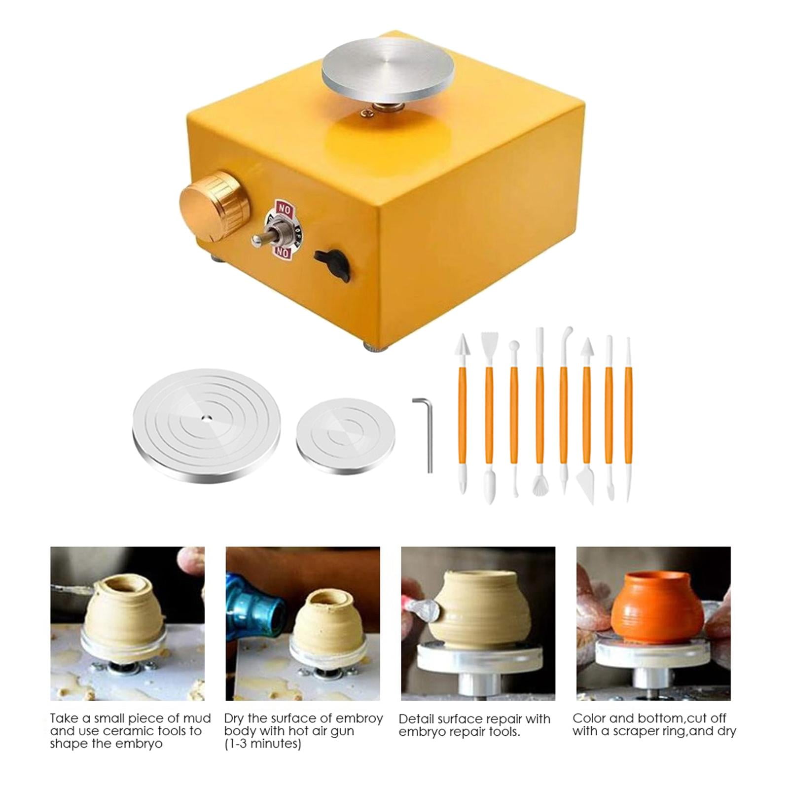 FVDPWYE DIY Electric Pottery Wheel Ceramic Machine Work Clay Art Craft Shaping Too Yellow