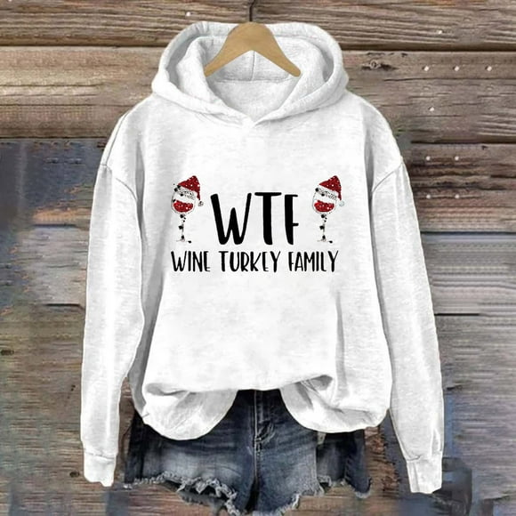 Sunvenoes Christmas Costumes Clearance,Fashion Women's Casual Long Sleeve Printed Round Neck Ladies Hooded Sweatshirt,Tops Blouse