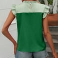 thumbnail image 3 of Otvok Tops for Women Temperament Commuter Casual Sleeveless Ruffle Shoulder Color Splicing Shirt, 3 of 6