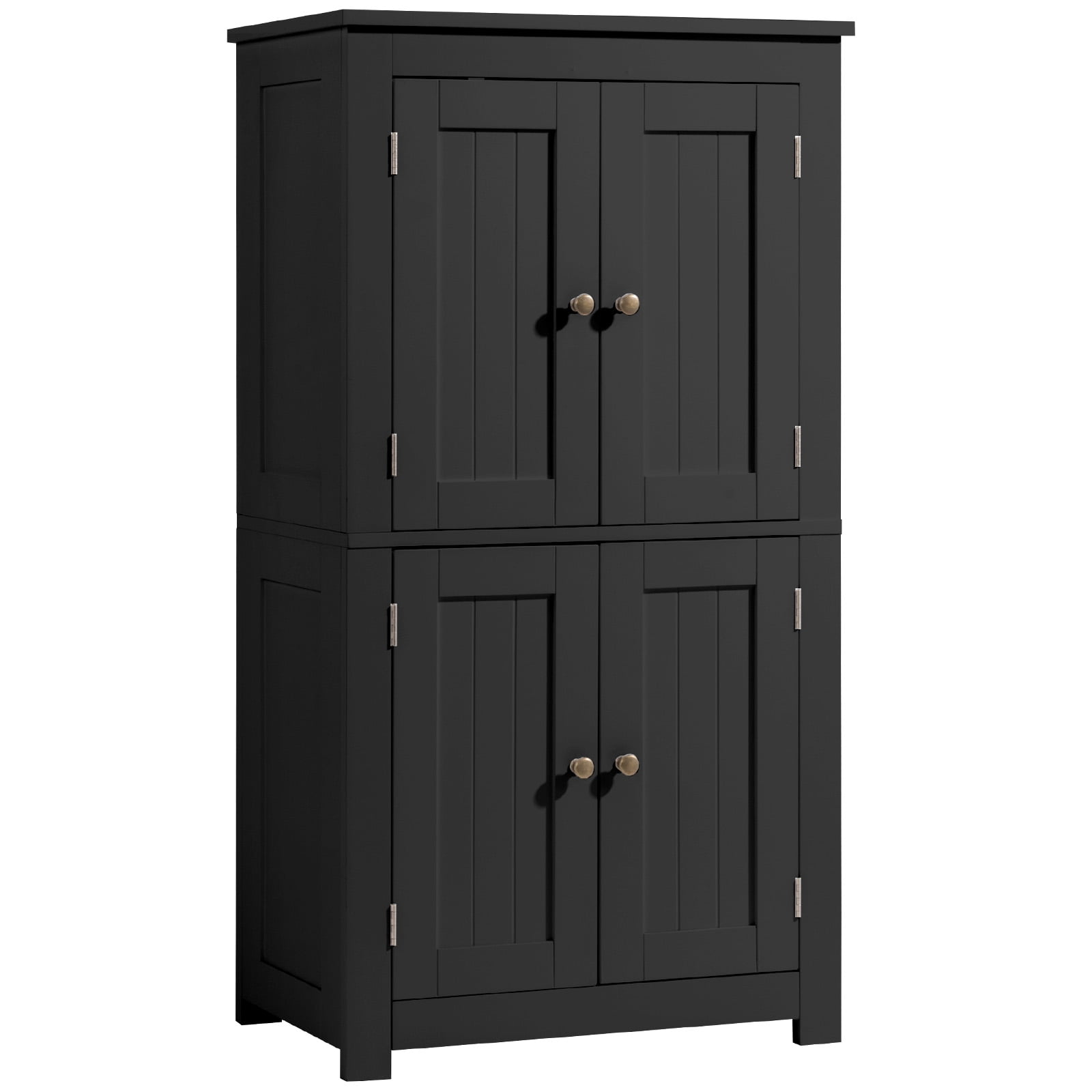 4-Door Vertical-Grain MDF Bathroom Cabinet, Black, 23.62 x 11.81 x 43.31 in