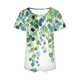 thumbnail image 3 of Tops de Cuello Redondo para las Mujeres de Manga Corta Plisada Impresa, Blusa de Poliéster Casual para el Uso Diario, 3 of 6