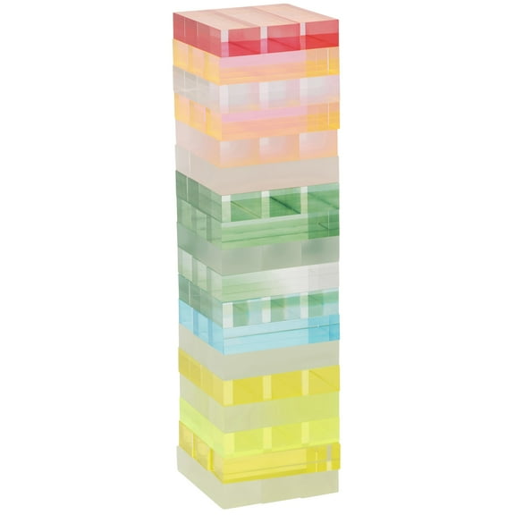 Sunnylife: Lucite Jumbling Tower - Ombre Sherbert - Classic Stacking & Tumbling Game, 54 Stylish Translucent Acrylic Blocks, 2  Player, Collectible
