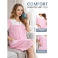 thumbnail image 4 of Casual Nights Women's Snap Front House Dress, Lightweight Short Sleeve Cotton-Poly Knit Duster Robe with Pockets, Mid-Calf, Pink Stripe Small, 4 of 6