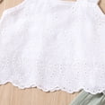 thumbnail image 3 of OGLCCG Girls Summer Outfit Sleeveless Lace Crop Tank Tops and Wide Leg Ruffle Pants Cute 2 Piece Clothing Set 2-8 Years, 3 of 9