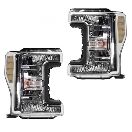 For Ford F-250/F-350 Super Duty 2017 2018 Headlight Assembly Driver and Passenger Side | Pair | Dark Orange Reflector | CAPA | Replacement For FO2502378, FO2503378 | 191275790465, JC3Z13008K