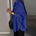 thumbnail image 7 of Lenpel Women's Button down Shirts Plus Size Long Sleeve Side Split Collared Casual Tops Office Work Blouses, 7 of 7