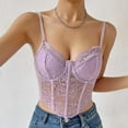 thumbnail image 5 of Texiao Women's Sexy Floral Lace Mesh Corset Vest Spaghetti Strap Tops Going Out, 5 of 9