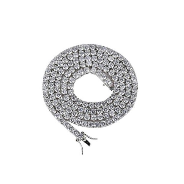Collar de tenis, collares de circón ligeros a la moda, cadenas de diseño especial, accesorios para regalos de Navidad y cumpleaños Ropa, zapatos y accesorios Miscelánea 4 mm plata 8 pulgadas Minnieouse AP014678-10