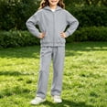 thumbnail image 3 of Abcomgle Girls Jogger Set Size 10-12 Fleece Full Zip Long Sleeve Sweatshirts and Straight Leg Sports Pants for Girls Hooded Girls Tracksuit, 3 of 5