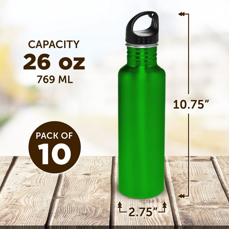 Sports Water Bottles 22 oz. Set of 10, Bulk Pack - Reusable, Leak