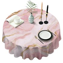 Pink Gold Marble Pattern Round Tablecloth 60"x60",Wrinkle Wipeable Table Cloth for Kitchen Dining Room Picnic Patio Party