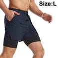 thumbnail image 2 of Pantalones cortos para correr 2 en 1 para hombre, 1 Uds., pantalones cortos ligeros para gimnasio, Yoga, entrenamiento, boxeo, deportes, con lazo para toalla Zhivalor 221580-4, 2 of 9