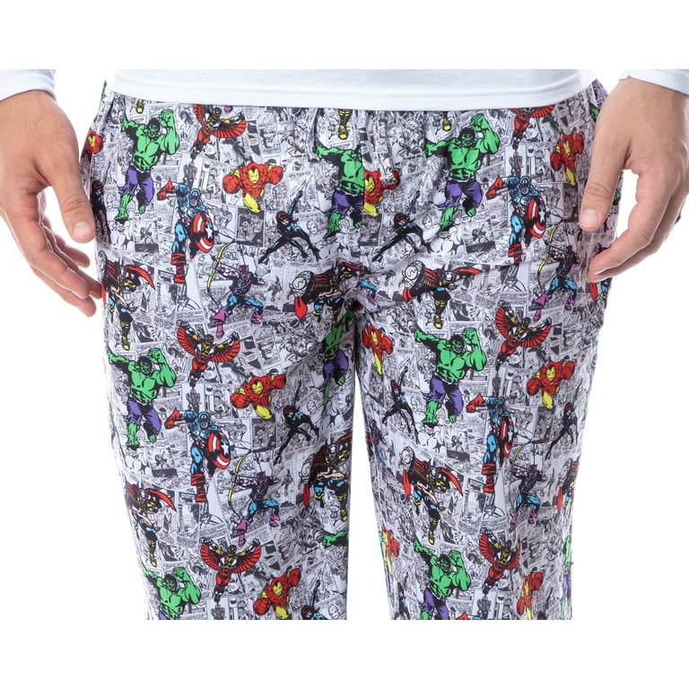 Marvel Mens The Avengers Vintage Superhero Comic Adult Sleep Pajama Pants