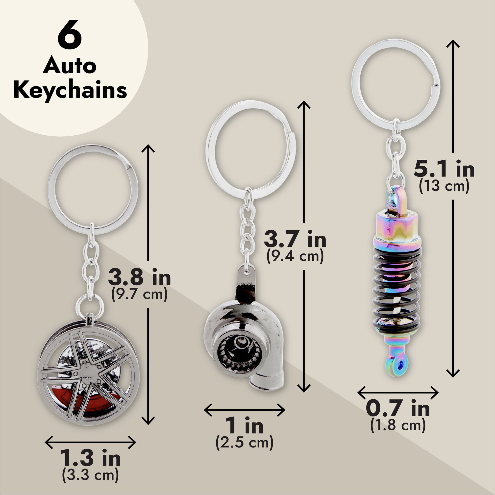 Gunmetal Spinning Turbo Keychain Automotive Part Engine Car Gift Key Ring  Silver