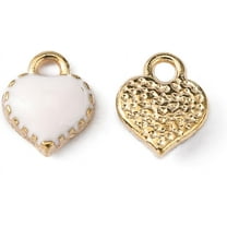 50Pcs Alloy Enamel Heart Charms Heart Pendant Charm Light Gold Pendant Ornament for Women DIY Necklace Bracelet Earring Jewelry Craft Making 8x7.5x2.5mm Hole: 1.5mm