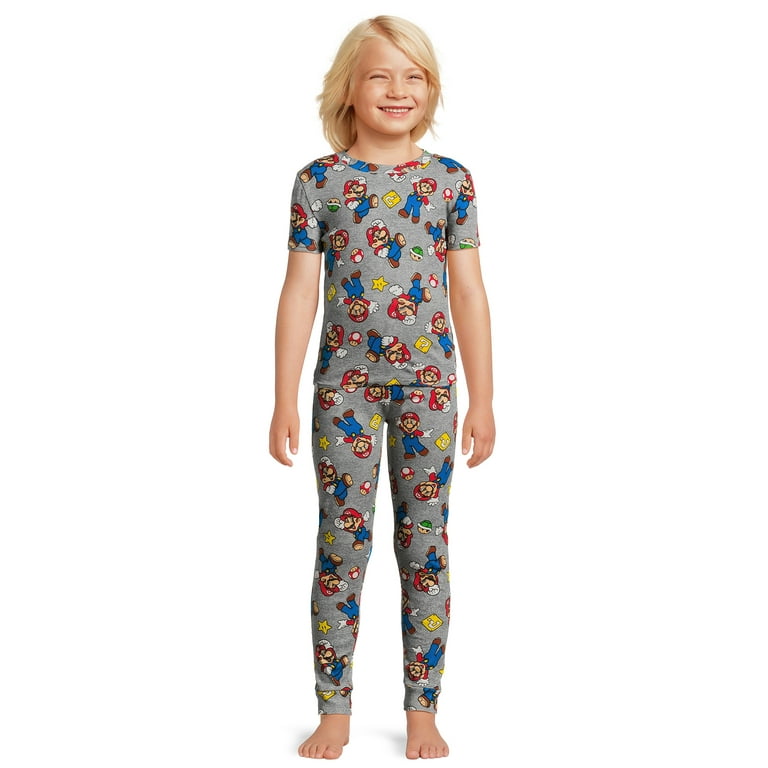 Super Mario Boys Short Sleeve Snug Fit Pajama Set 2 Piece Sizes 4 10 Walmart