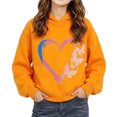thumbnail image 2 of Mifsaly Toddler Girls Hoodies Heart Butterfly Print Long Sleeve Hooded Sweatshirts Fall Winter Everyday Casual Warm Pullover Orange,2-3Years, 2 of 6
