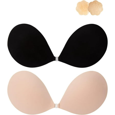 Strapless Sticky Bra Invisible Sticky Boobs Silicone Adhesive Bra Backless Pushup Lift Bra Beige