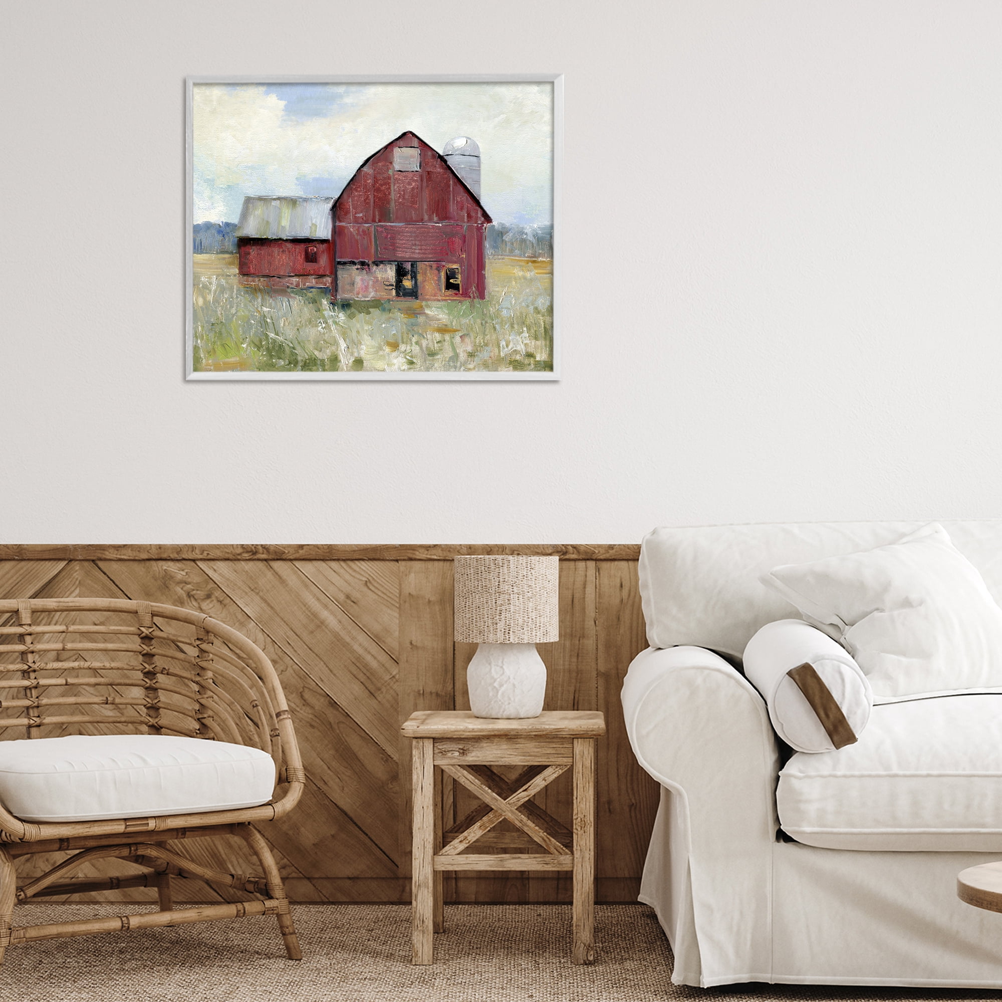 Stupell Industries Red Rugged Barn White Framed Giclee Art, design by Sally Swatland