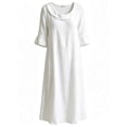thumbnail image 3 of Dvprdro Ruffle Collar 3/4 Sleeve A Line Midi Dress for Women Loose Fit Solid Color Casual Summer, 3 of 7