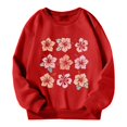 thumbnail image 4 of MEZZALL Chandail en Molleton Graphique pour Enfants Fille Col Rond Manches Longues Imprimé Fleuri, Rouge, 12-13 Ans, 4 of 4