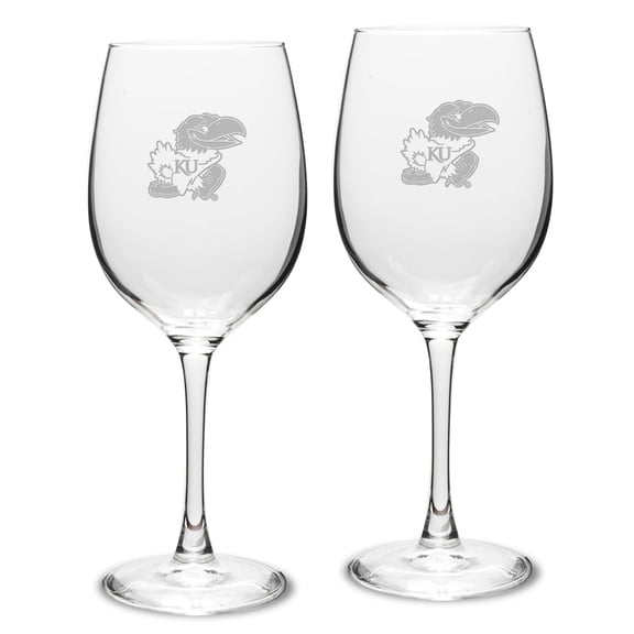 Kansas Jayhawks 2-Piece 16oz. White Wine Glasses Set