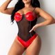 thumbnail image 2 of Gibobby Conjunto Lencería Tanga Y Bralette Ropa Lencería para Mujer Encaje Interior Halter Chemise V Cuello Camisón Sexy Ropa de Dormir Camisón Malla(Rojo, CH), 2 of 5