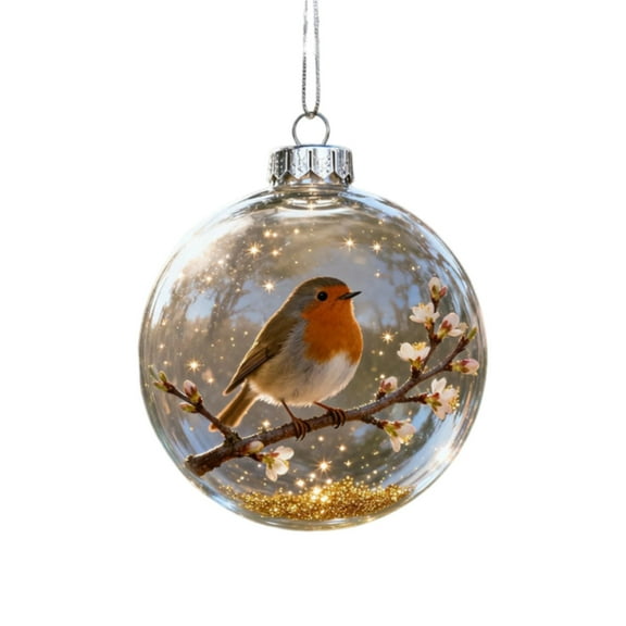 PLPPYFS Birds Crystal Acrylic Ornament 2D, Birds Acrylic Christmas Tree Ornaments, Clear Plastic Christmas Balls, for Xmas Tree Memorial Gifts, Holiday Ornaments for Family for Room Decor (NO 3D!!!)